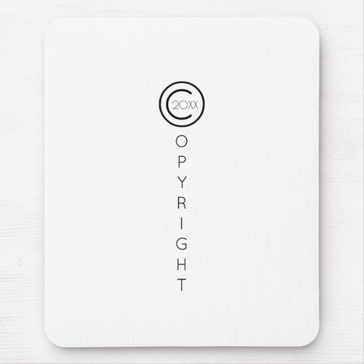 Urheberrecht Modernes Typografisches Weiß Mousepad (Vorne)