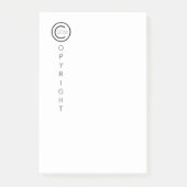 Urheberrecht Modernes Typografisches Weiß Post-it Klebezettel (Vorderseite)