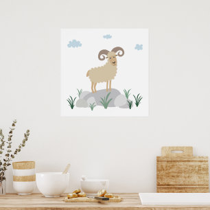 Urial Mountain Sheep Kinderzimmer Wall Art Poster