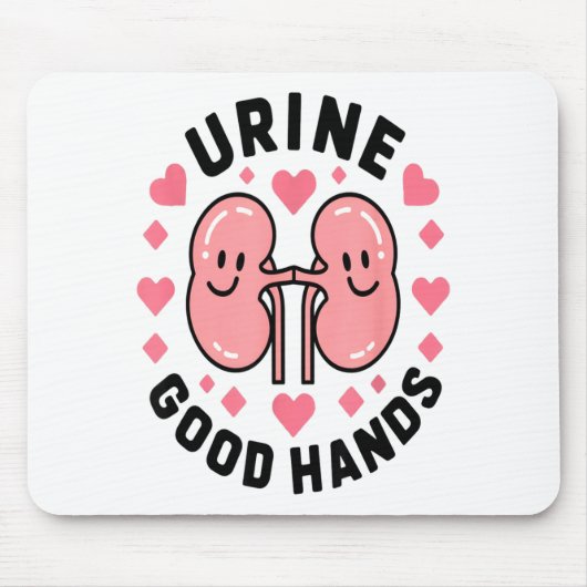 Urine Good Hands Kidney Pun Cute Cartoon Humor Mousepad (Vorne)