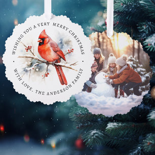 Urinfarbe des roten Kardinals Foto Ornament Karte