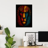 Urkönig Löwe Abstrakte Kunst – Expressionistisch Poster (Heimbüro)