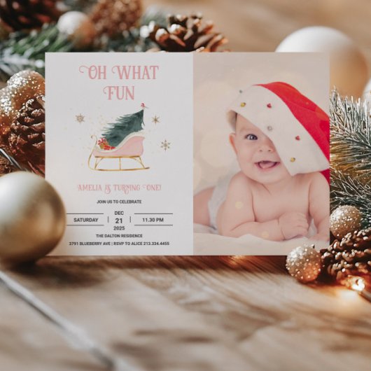 Urlaub 1. Geburtstag Girl Foto Einladung