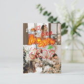 Urlaub 3 Fotos | Modern Happy New Year Tree Glow Postkarte (Stehend Vorderseite)