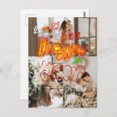 Urlaub 3 Fotos | Modern Happy New Year Tree Glow Postkarte (Vorne/Hinten)