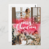 Urlaub 3 Fotos | Moderne frohe Weihnachten Postkarte (Vorne/Hinten)