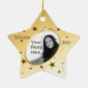 Urlaub Alles Star Foto/Gold Keramikornament