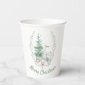 Urlaub am Hirsch und am Weihnachtsbaum Pappbecher (Rückseite)
