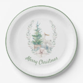 Urlaub am Hirsch und am Weihnachtsbaum Pappteller (Vorderseite)