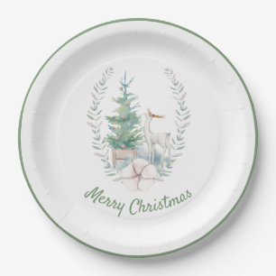 Urlaub am Hirsch und am Weihnachtsbaum Pappteller