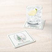 Urlaub am Hirsch und am Weihnachtsbaum Rechteckiger Pappuntersetzer (Vor Ort)