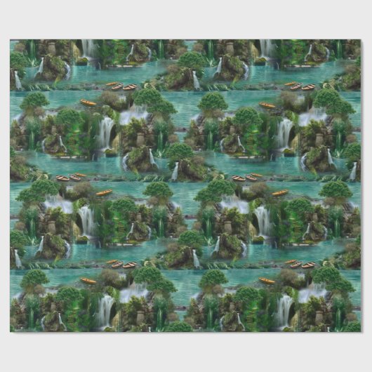 Urlaub am magischen Fantasy-See Geschenkpapier (Flach)