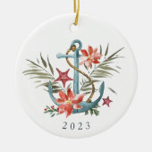 Urlaub am Meer | Nautische Ankerjahre und Foto Keramik Ornament (Vorne)