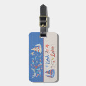 Urlaub am Strand | Funny Nautical Puff | Segelboot Gepäckanhänger (Vorderseite vertikal)