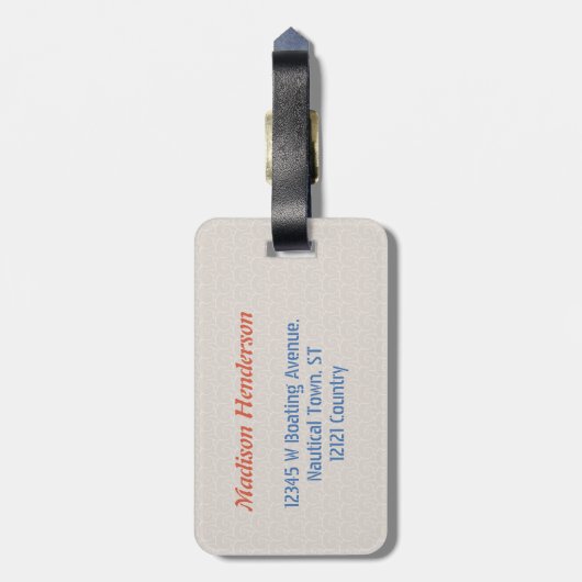 Urlaub am Strand | Funny Nautical Puff | Segelboot Gepäckanhänger (Rückseite vertikal)