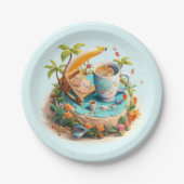 Urlaub am Strand Pappteller (Vorderseite)