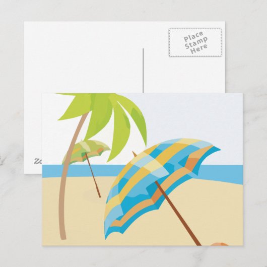 Urlaub am Strand Postkarte (Vorne/Hinten)