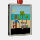 Urlaub am Strand Silbernes Ornament (Rechts)