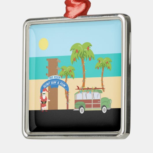 Urlaub am Strand Silbernes Ornament (Links)