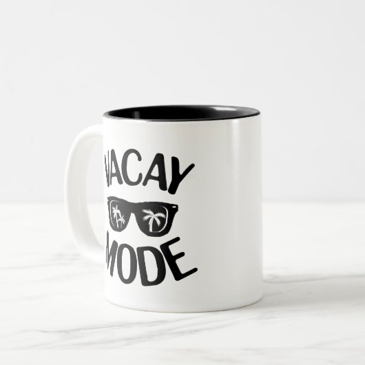 Urlaub Art Vacay Modus Word Text Kunst Zweifarbige Tasse (Vorderseite Links)