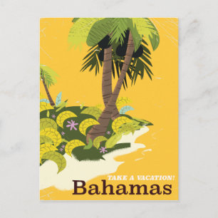 Urlaub auf den Bahamas Vintage-Reiseposter Postkarte