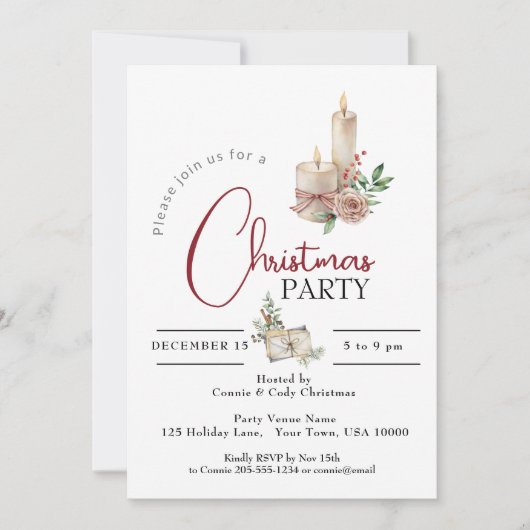 URLAUB CANDLE CHRISTMAS PARTY EINLADUNG (Vorderseite)