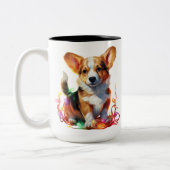 URLAUB CHRISTMAS PEMBROKE WELSH CORGI PUPPY DOG ZWEIFARBIGE TASSE (Links)