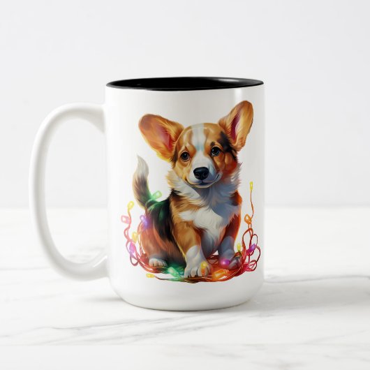 URLAUB CHRISTMAS PEMBROKE WELSH CORGI PUPPY DOG ZWEIFARBIGE TASSE (Links)