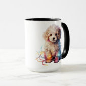 URLAUB CHRISTMAS WHITE PODLE PUPPY HUND TASSE (VorderseiteRechts)