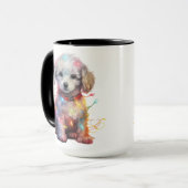 URLAUB CHRISTMAS WHITE PODLE PUPPY HUND TASSE (Vorderseite Links)