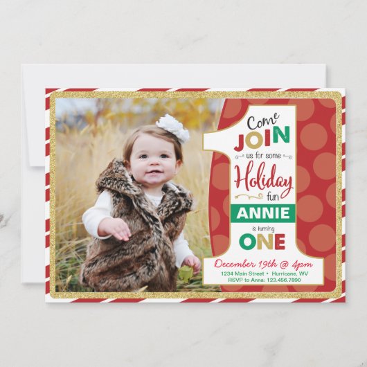 Urlaub Erster Geburtstag Einladung, Weihnachten Einladung (Vorderseite)