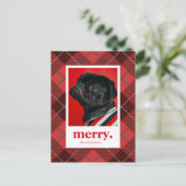 URLAUB FOTO CHRISTMAS | Merry Red Kariert Postkarte (Stehend Vorderseite)