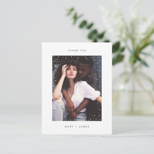 URLAUB FOTO DANKE KARTE | Moderner Minimaler Punkt (Stehend Vorderseite)