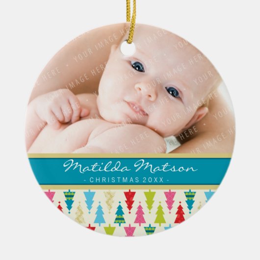URLAUB FOTO ORNAMENT gemusterter Weihnachtsbaum (Vorne)