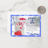 URLAUB GREETING CARD - Peace Snowman Mitteilungskarte (Vorderseite/Rückseite Beispiel)