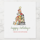 Urlaub haben wir bewegt, bezaubernde Katzen Kiefer Weinetikett (Einzelnes Label)