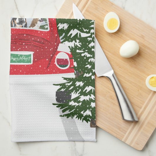 Urlaub im Auto singen Geschirrtuch (Viertel Falte)