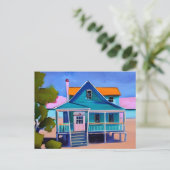 Urlaub im Blue Beach House | BEHALTEND TOUCH Postkarte (Stehend Vorderseite)