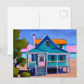 Urlaub im Blue Beach House | BEHALTEND TOUCH Postkarte (Vorne/Hinten)