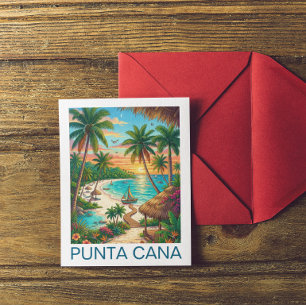 Urlaub im Vintage-Stil in Punta Cana Dominikanisch Postkarte