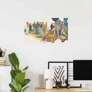 Urlaub im Vintage-Stil, Passagiere Kreuzfahrtschif Poster