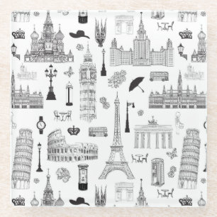 Urlaub in Europa Muster Glasuntersetzer