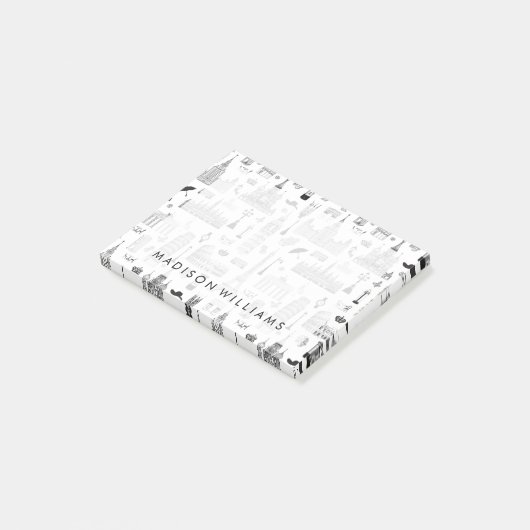 Urlaub in Europa Muster Post-it Klebezettel (angewinkelt)