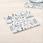 Urlaub in Europa Muster Rechteckiger Pappuntersetzer (angewinkelt)