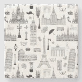 Urlaub in Europa Muster Steinuntersetzer (Vorderseite)