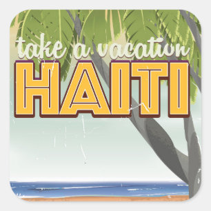 Urlaub in Haiti Reiseplakat Quadratischer Aufkleber
