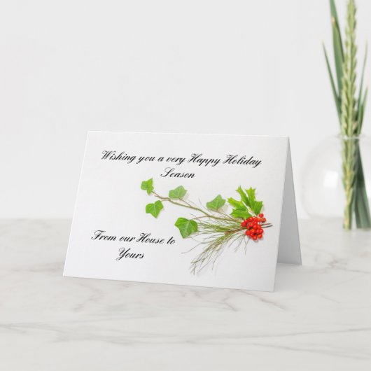 Urlaub in Ivy, Heilig, Kiefer und Beeren Dankeskarte (Vorderseite)