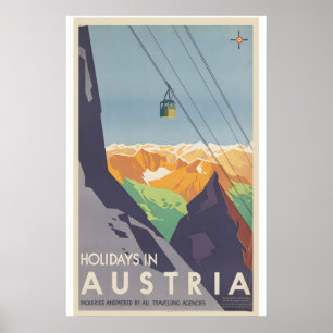 Urlaub in Österreich Vintage-Reiseposter - gerahmt Poster
