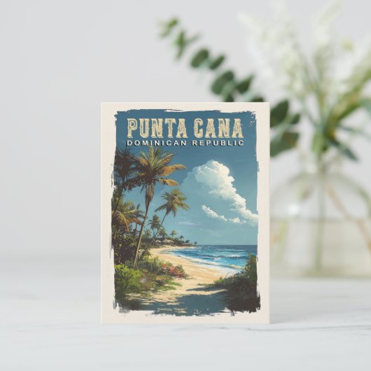 Urlaub in Punta Cana: Erinnerungen mit einem Vinta Postkarte (Stehend Vorderseite)