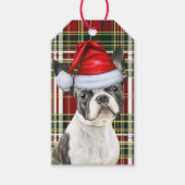 Urlaub Kariert Boston Terrier Dog Weihnachten Geschenkanhänger (Vorderseite)